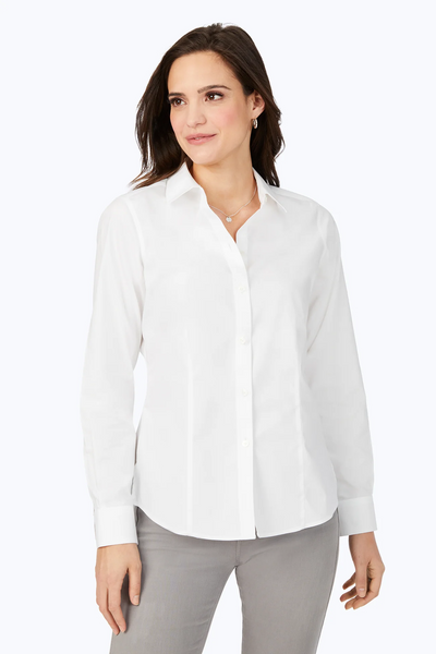 Foxcroft Dianna Essential Cotton Pinpoint Non-Iron Shirt - White