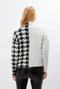 Image of Frank Lyman Houndstooth Color Block Sweater  - Off White/Black