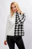 Image of Frank Lyman Houndstooth Color Block Sweater  - Off White/Black