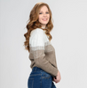 Image of GG Collection Mock Neck Color Block Sweater - White/Tan