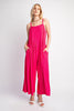 Image of GiGiO Textured Woven Sleeveless Wide Leg Jumpsuit - Fuchsia