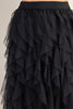 Image of GiGiO Ruffled Tulle Midi Skirt - Black