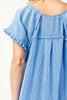 Image of GiGiO Short Sleeve Crinkle Texture Hi/Low Dress - Blue