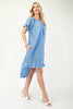 Image of GiGiO Short Sleeve Crinkle Texture Hi/Low Dress - Blue