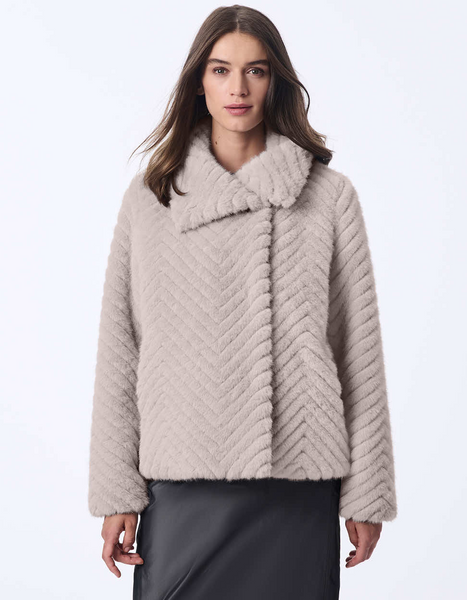Bernardo Echelon Faux Fur Coat - Grey
