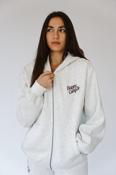 Happy Camp3er Chocolate Chip Cookie Zip Front Hoodie - Oatmeal Heather