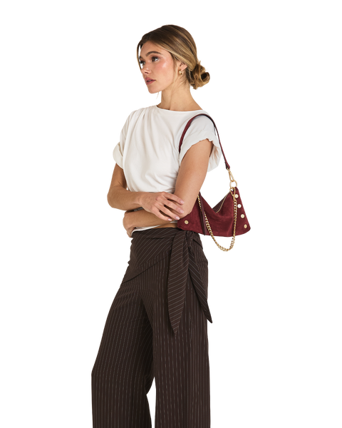 Hammitt Kyle Small Shoulder Bag - Cherrywood Suede/Brushed Gold