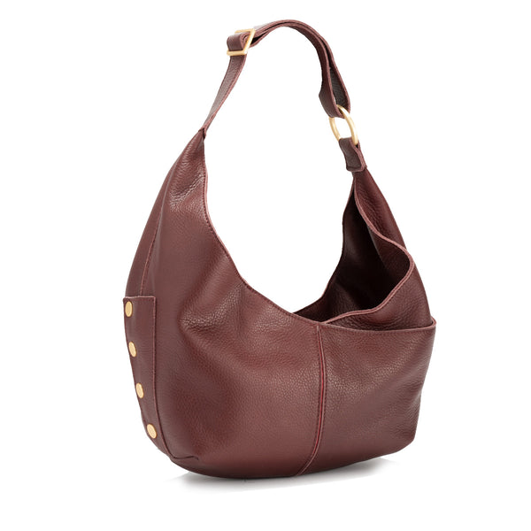 Hammitt Tom Medium Zip Hobo Bag - Cherrywood Pebble/Brushed Gold
