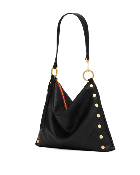 Hammitt Kyle Large Shoulder Bag - Black/Brushed Gold/Red Zip