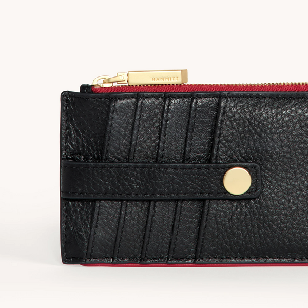 Hammitt 210 West Wallet - Black/Brushed Gold/Red Zip