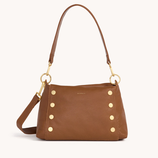 Hammitt Bryant Medium Shoulder Bag - Mahogany Pebble/Brushed Gold/Red Zip