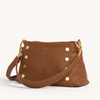 Image of Hammitt Bryant Medium Shoulder Bag - Mahogany Pebble/Brushed Gold/Red Zip