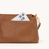 Image of Hammitt Bryant Medium Shoulder Bag - Mahogany Pebble/Brushed Gold/Red Zip