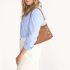 Image of Hammitt Bryant Medium Shoulder Bag - Mahogany Pebble/Brushed Gold/Red Zip