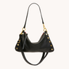 Image of Hammitt Kyle Medium Shoulder Bag - Black/Brushed Gold/Red Zip