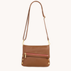Image of Hammitt VIP Medium Clutch - Mahogany Pebble/Brushed Gold/Red Zip