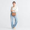 Image of Hammitt VIP Medium Clutch - Mahogany Pebble/Brushed Gold/Red Zip