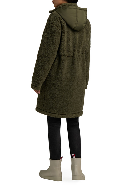 Hunter Iris Sherpa Longline Hooded Coat - Hunter Green