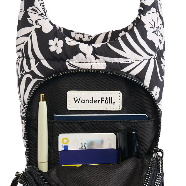 WanderFull Tropical Floral Print HydroBag - Black/White