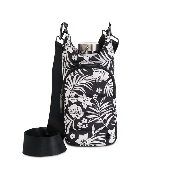 WanderFull Tropical Floral Print HydroBag - Black/White