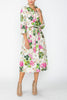 Image of IC Collection Floral Tie Waist Midi Dress - Multicolor