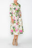 Image of IC Collection Floral Tie Waist Midi Dress - Multicolor