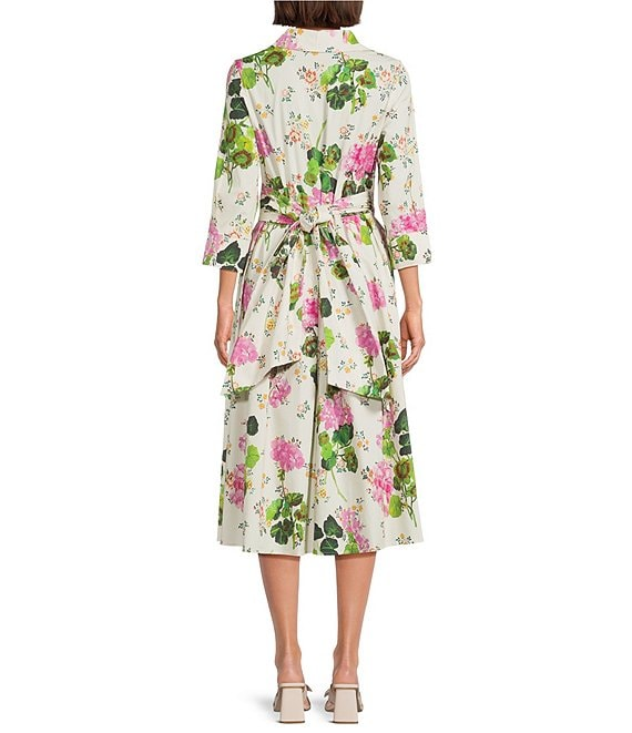 IC Collection Floral Tie Waist Midi Dress - Multicolor