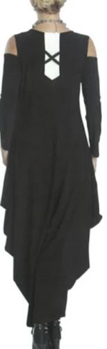 IC Collection Long Sleeve Cold Shoulder Zip Front Jumpsuit - Black