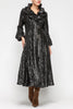 Image of IC Collection Double Wire Collar Blouson Cuff Long Foil Jacket - Black