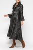 Image of IC Collection Double Wire Collar Blouson Cuff Long Foil Jacket - Black