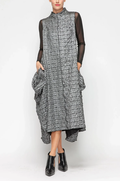 IC Collection Mock Neck Sleeveless Swing Dress - Silver
