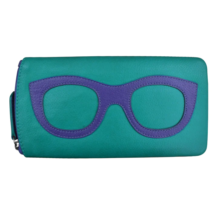 Ili Leather Eyeglass Case - Aqua/Cobalt