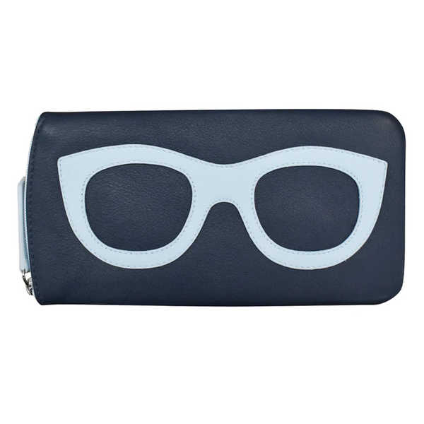 Ili Leather Eyeglass Case - Navy/Chambray