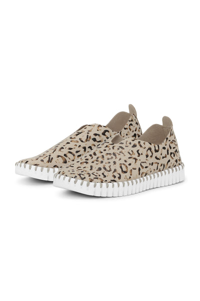 Ilse Jacobsen Tulip Metallic Leopard Slip On - Wheat/Leopard