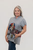 Image of Inoah Fifi Fluff Wraparound Print Short Sleeve Hoodie Top- Grey/Multicolor