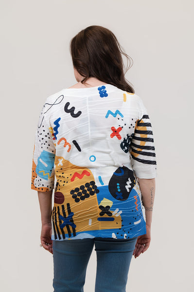 Inoah Sir Artsy Paws Print Top - White/Multicolor