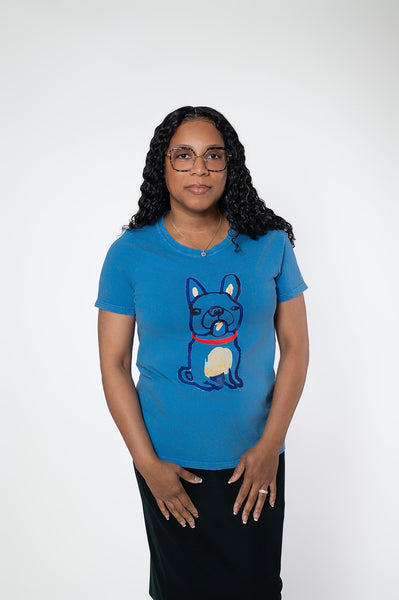 Inoah Tucker Pug Print Short Sleeve Tee - Blue