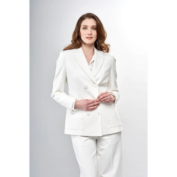 Insight New York Double-Breasted Ponte Knit Blazer - Cream