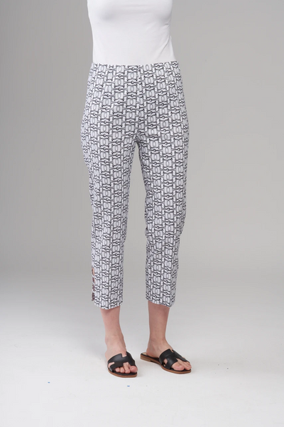 Insight New York Lattice Detail Stretch Techno Crop Pant - White/Black