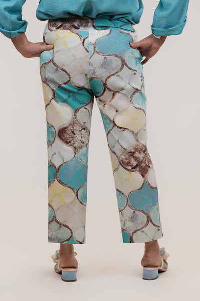 Insight New York Stretch Techno Crop Pant - Turquoise/Multicolor