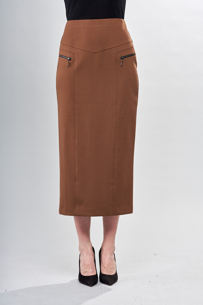 Insight New York Zipper Detail Pull On Skirt - Cinnamon