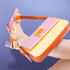 Image of J. Reneé Buckle Detail Color Block Faux Patent Shoulder Bag - Pink/Yellow/Multicolor