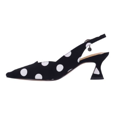 J. Reneé Anara Polka Dot Kitten Heel Slingback - Black/White