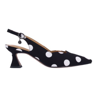 J. Reneé Anara Polka Dot Kitten Heel Slingback - Black/White