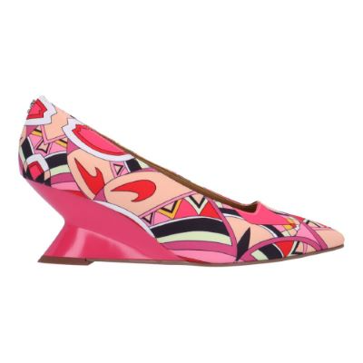 J. Reneé Anisha Abstract Wedge Heel Pucci Print Pump - Pink/Red/Multicolor