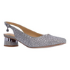 Image of J. Reneé Baline Low Heel Square Toe Rhinestone Slingback - Pewter