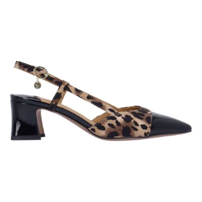 J. Reneé Block Heel Square Toe Animal Print Slingback - Black/Brown