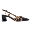 Image of J. Reneé Block Heel Square Toe Animal Print Slingback - Black/Brown