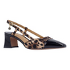 Image of J. Reneé Block Heel Square Toe Animal Print Slingback - Black/Brown