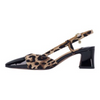 Image of J. Reneé Block Heel Square Toe Animal Print Slingback - Black/Brown